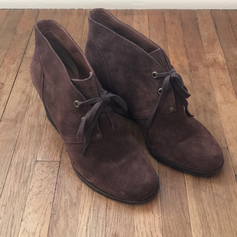 Lucky Brand’s Tobacco Oiled Suede Wedge Booties